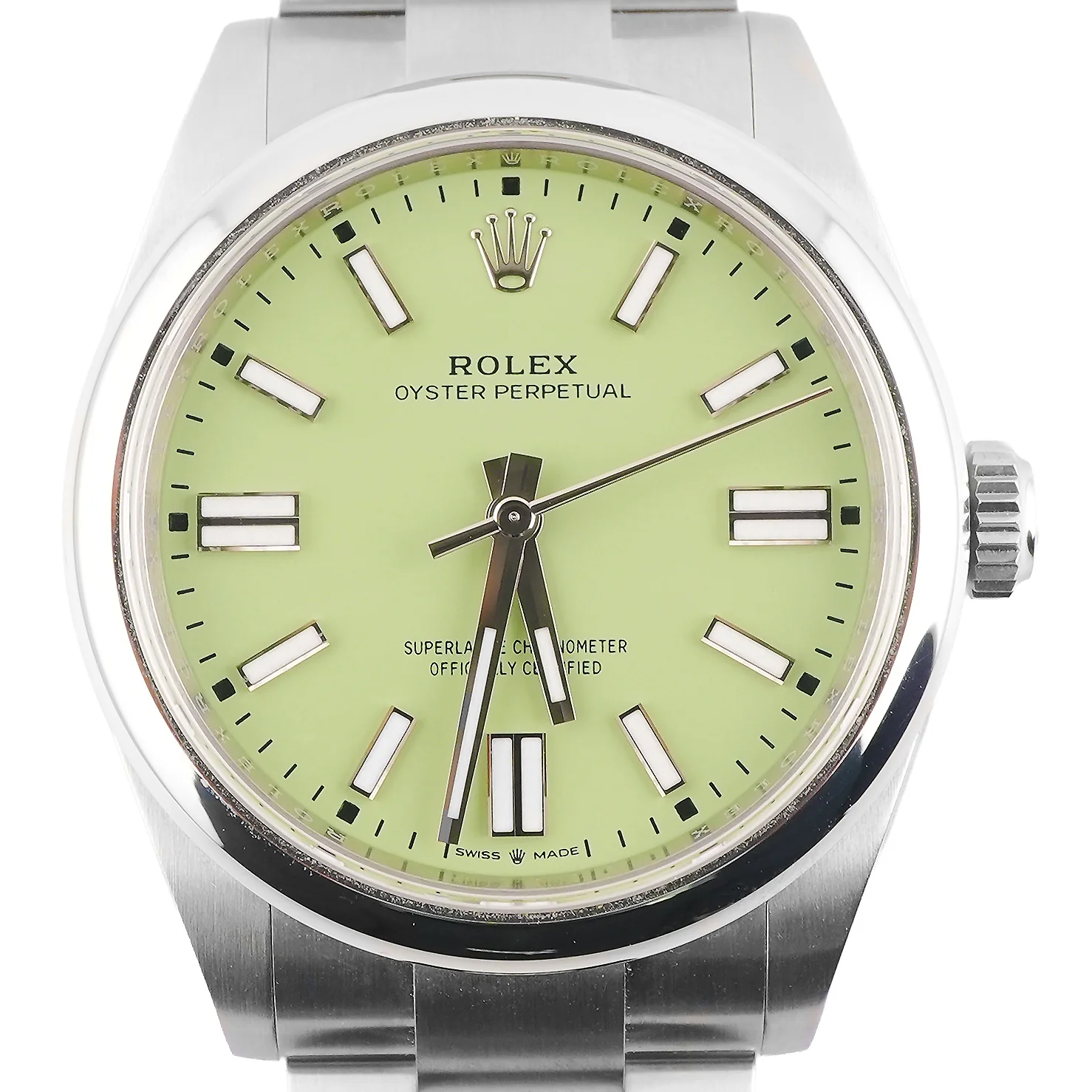 Rolex 134300 Oyster Perpetual 41 mm Smooth Bezel Pistachio Dial Oyster Bracelet Box and Papers 2025 - Image 3