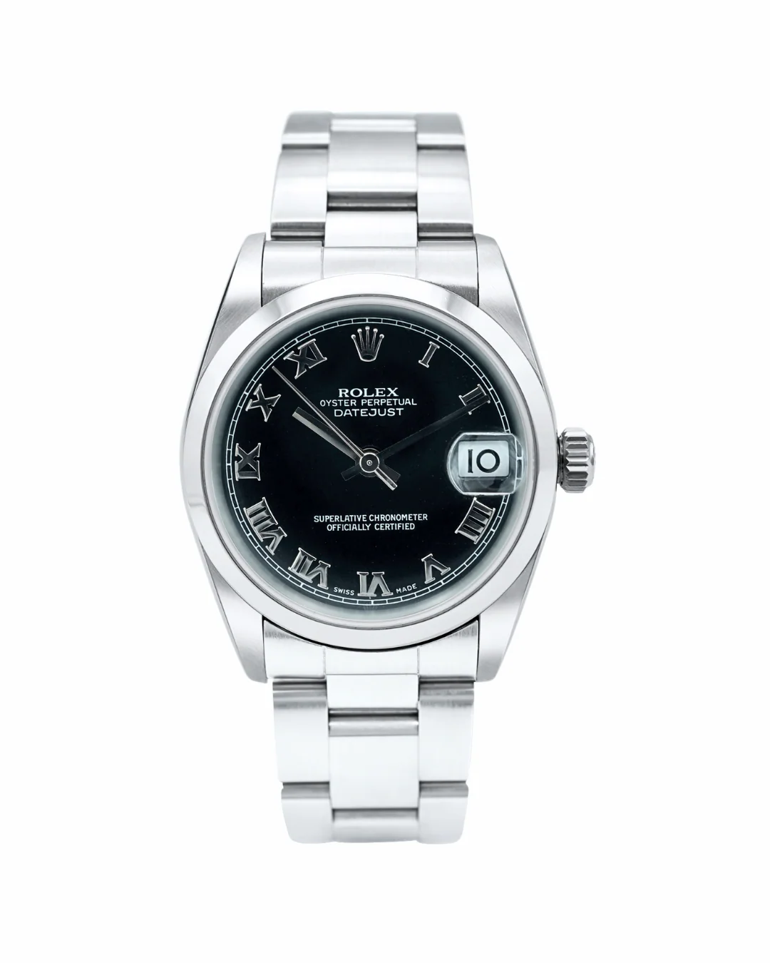 Rolex 178240 Datejust 31 mm Smooth Bezel Black Roman Dial Oyster Bracelet Box and Papers 2002