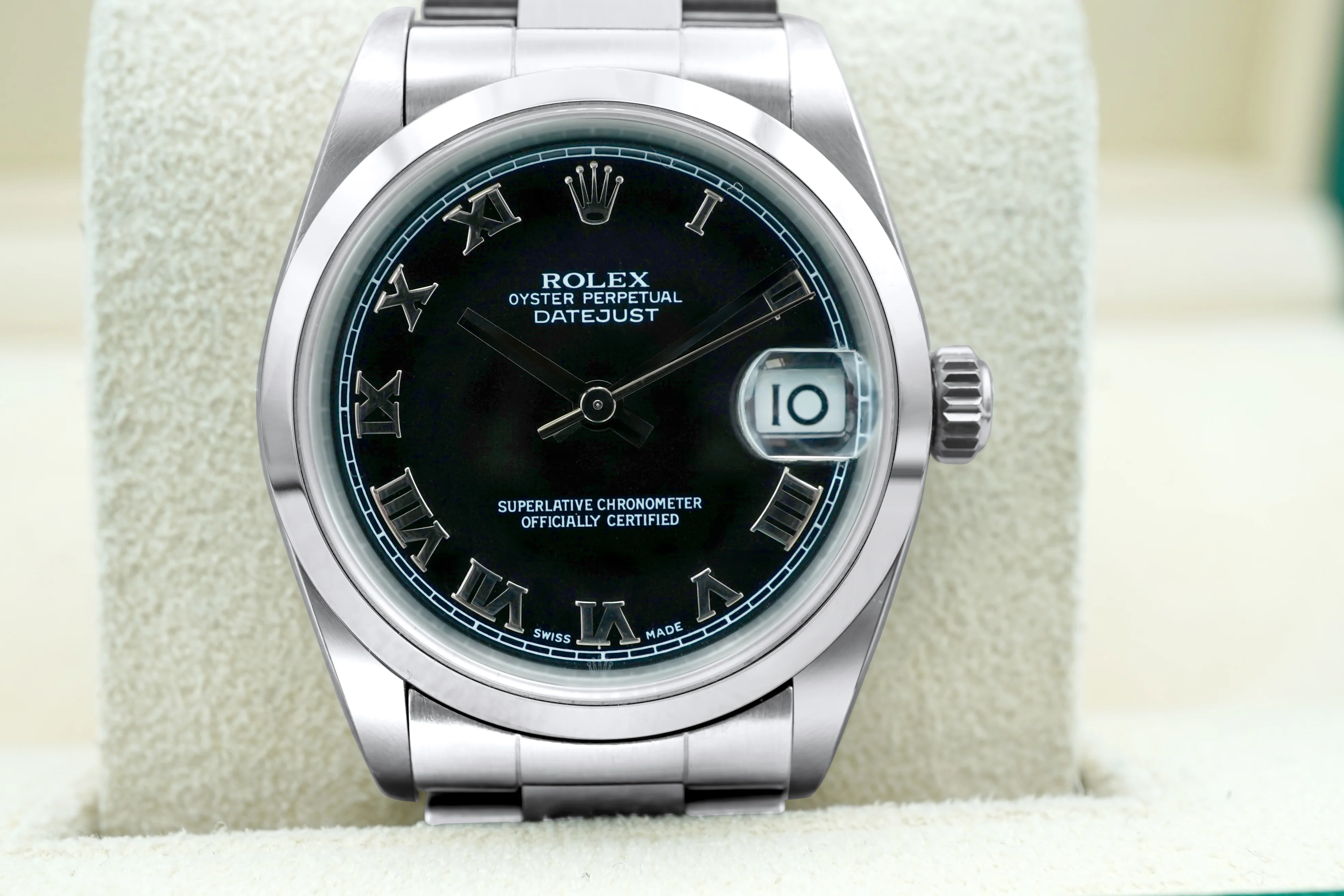 Rolex 178240 Datejust 31 mm Smooth Bezel Black Roman Dial Oyster Bracelet Box and Papers 2002 - Image 3