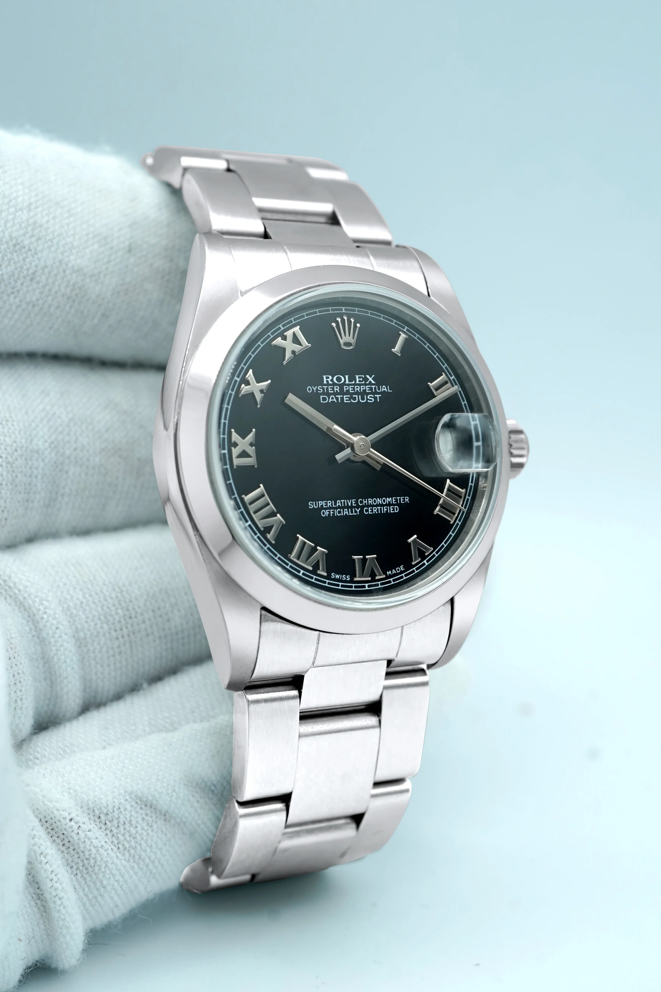 Rolex 178240 Datejust 31 mm Smooth Bezel Black Roman Dial Oyster Bracelet Box and Papers 2002 - Image 4