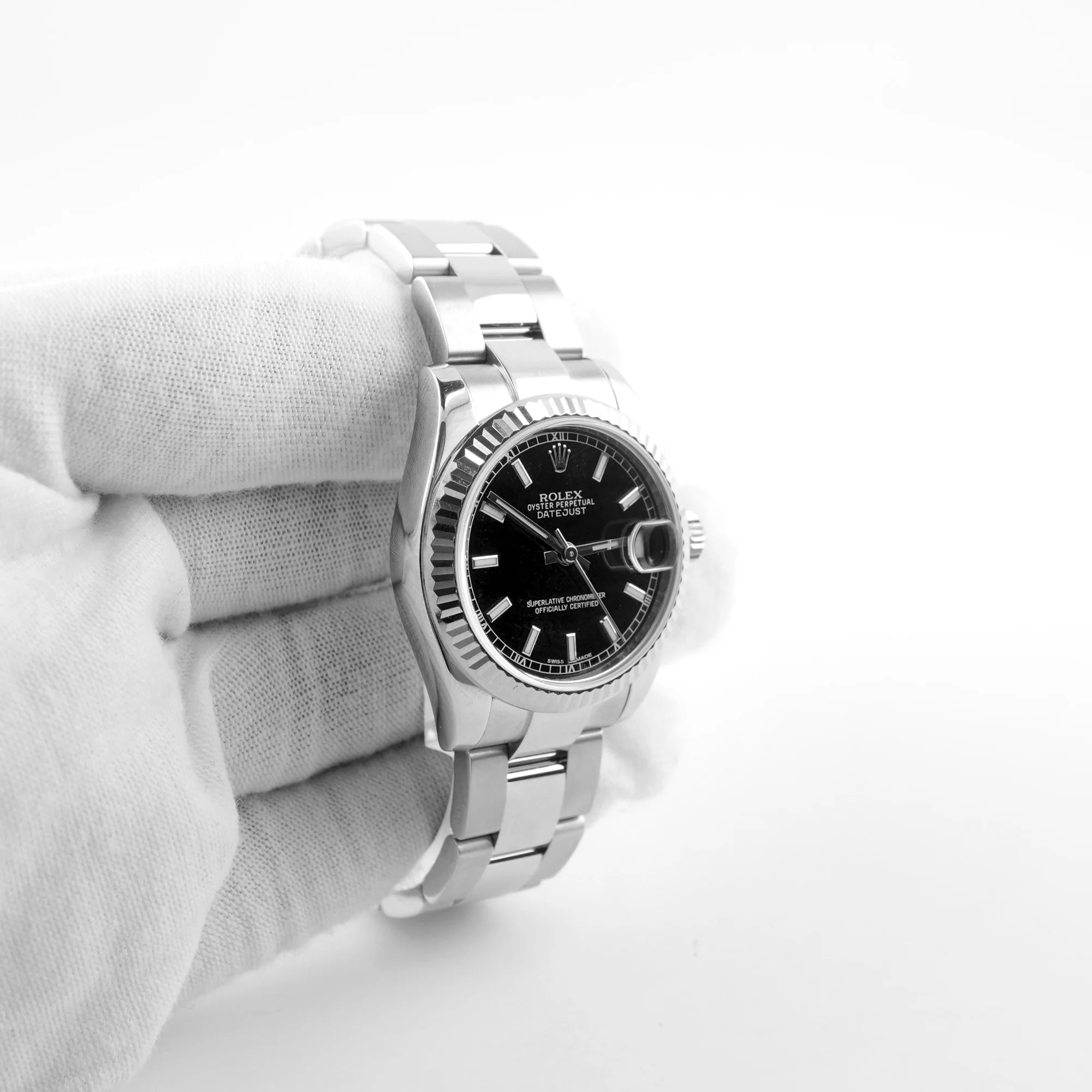 Rolex 178274 Datejust 31 mm Fluted Bezel Black Index Dial Oyster Bracelet Box and Papers 2014 - Image 4