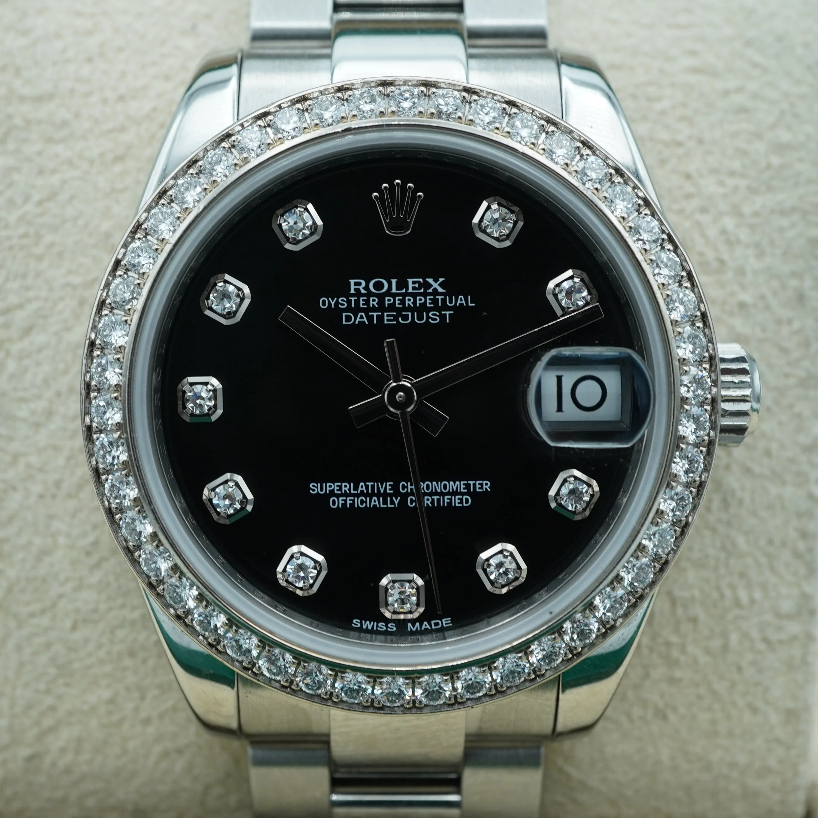 Rolex 178384 Datejust 31 mm 18K White Gold Factory Diamonds Bezel Diamond Dial Oyster Bracelet 2014 - Image 3