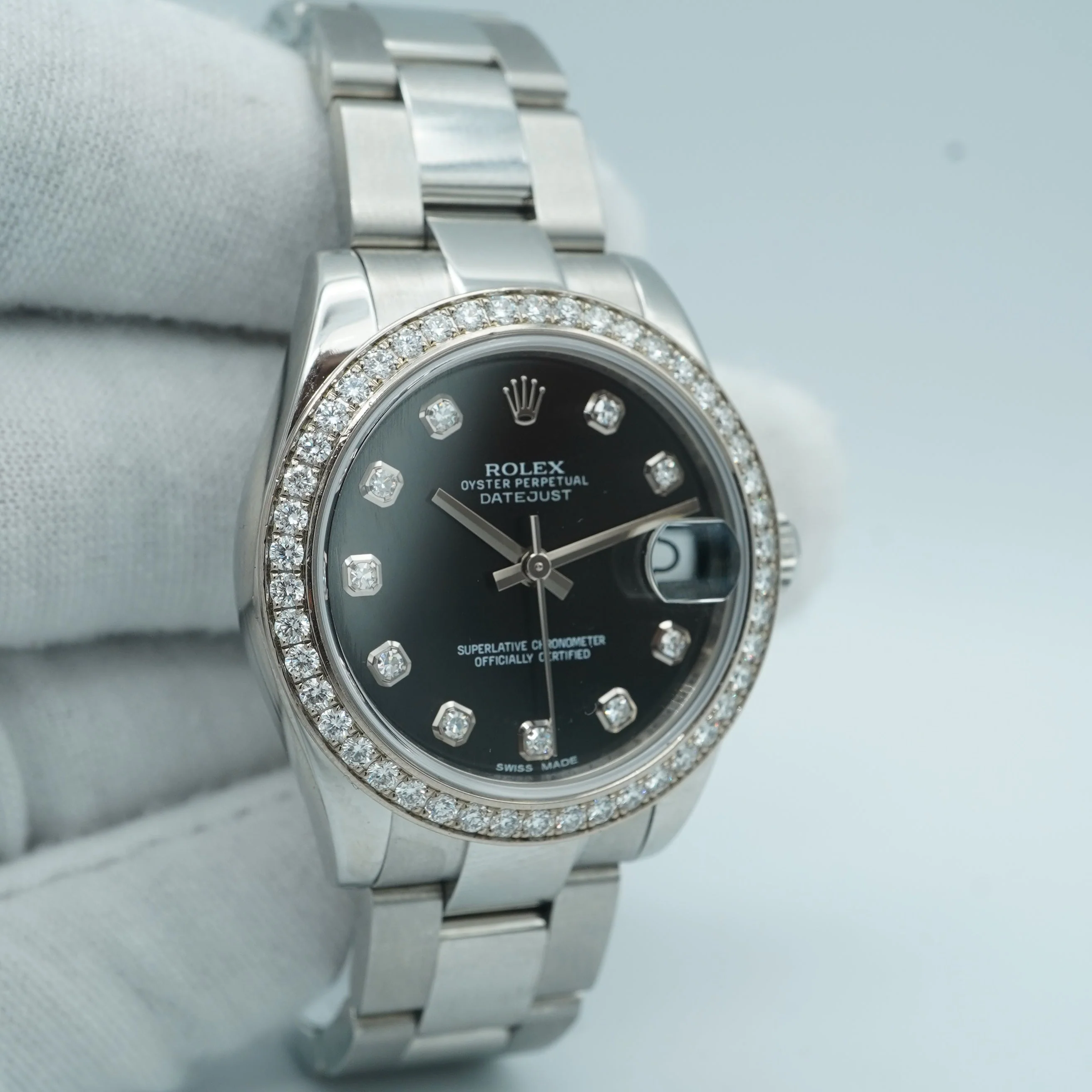 Rolex 178384 Datejust 31 mm 18K White Gold Factory Diamonds Bezel Diamond Dial Oyster Bracelet 2014 - Image 5