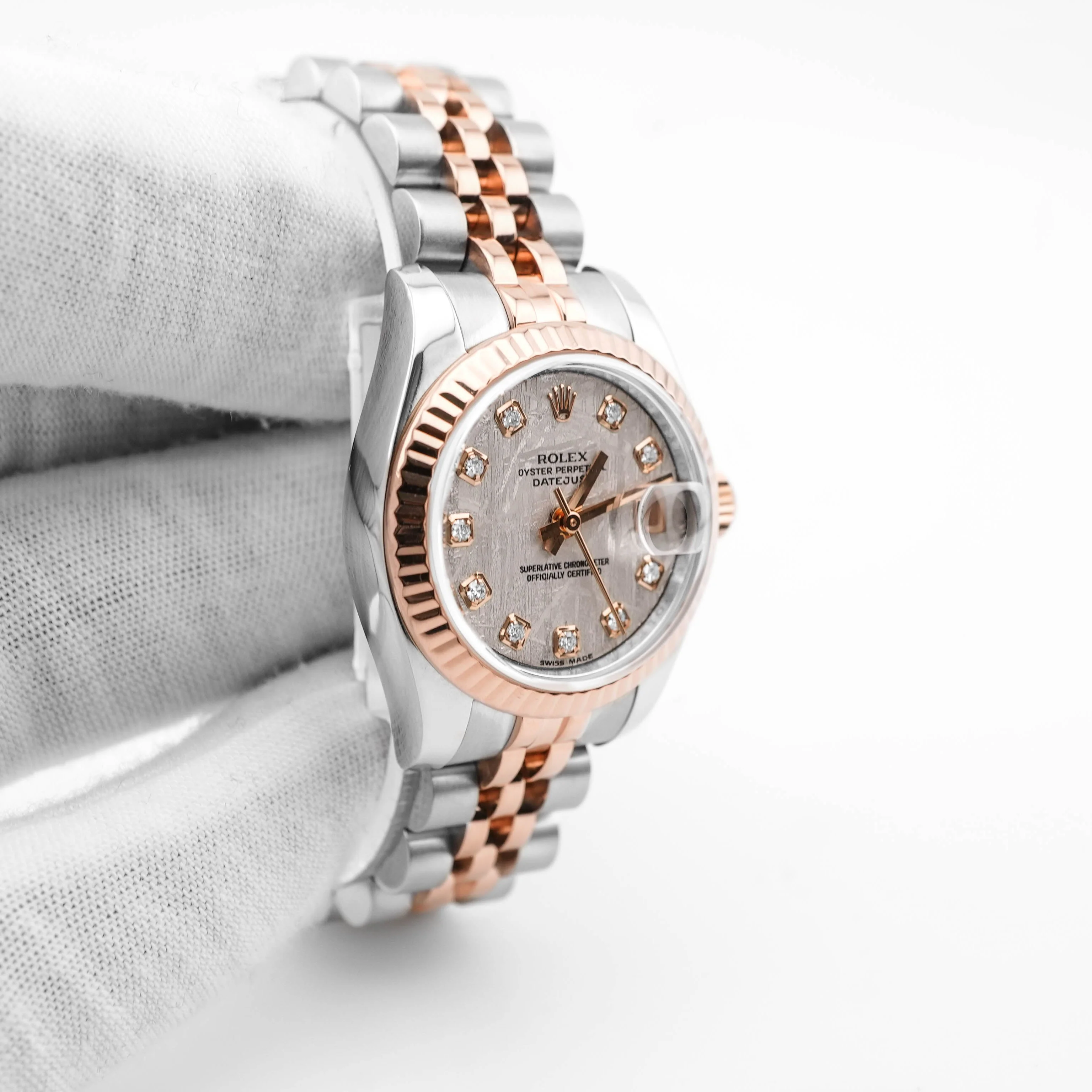Rolex 179171 Lady-Datejust 26 mm Meteorite Diamond Dial Jubilee Bracelet Box and Papers 2010 - Image 4