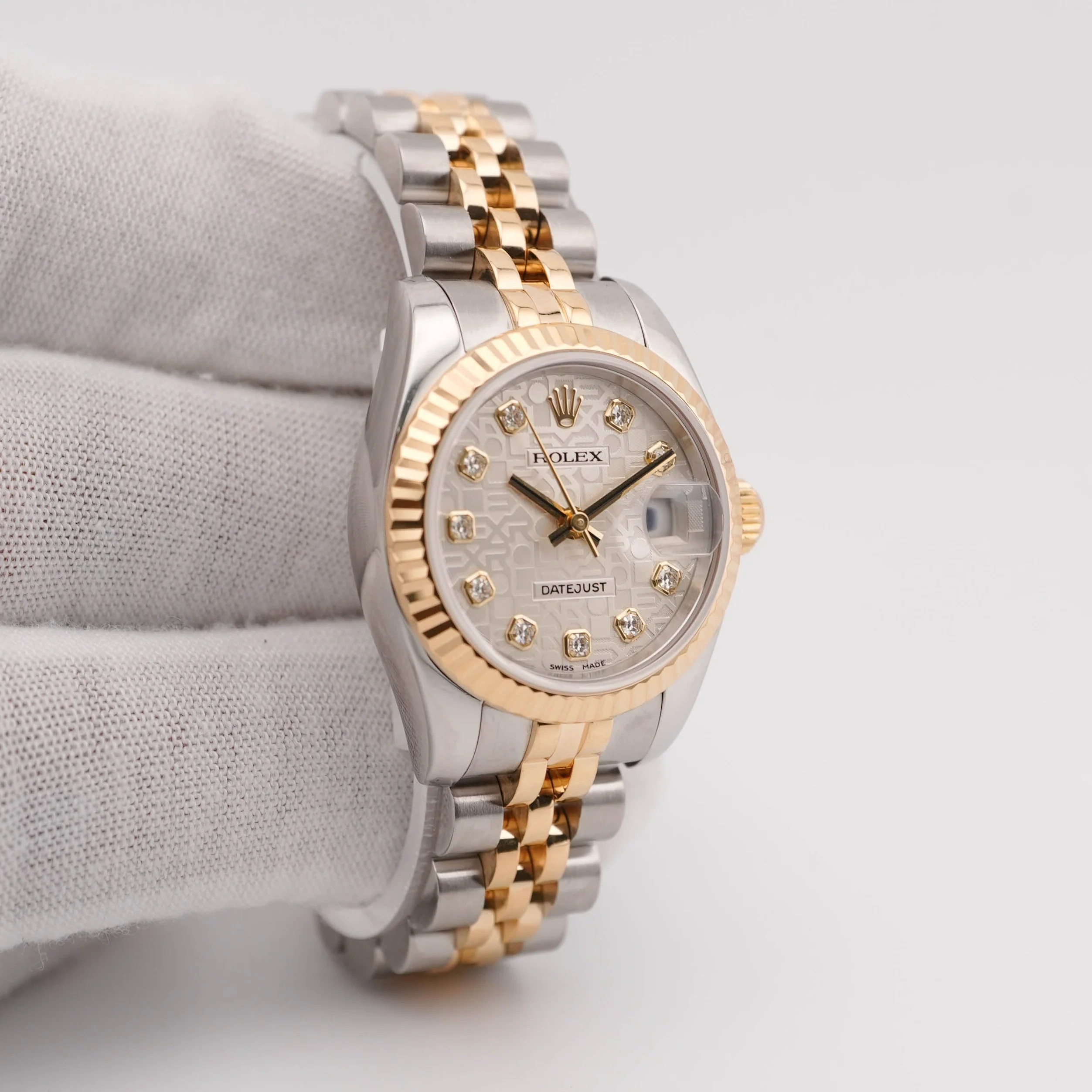 Rolex 179173 Lady-Datejust 26 mm Jubilee Silver Diamond Dial Jubilee Bracelet Box and Papers 2008 - Image 4