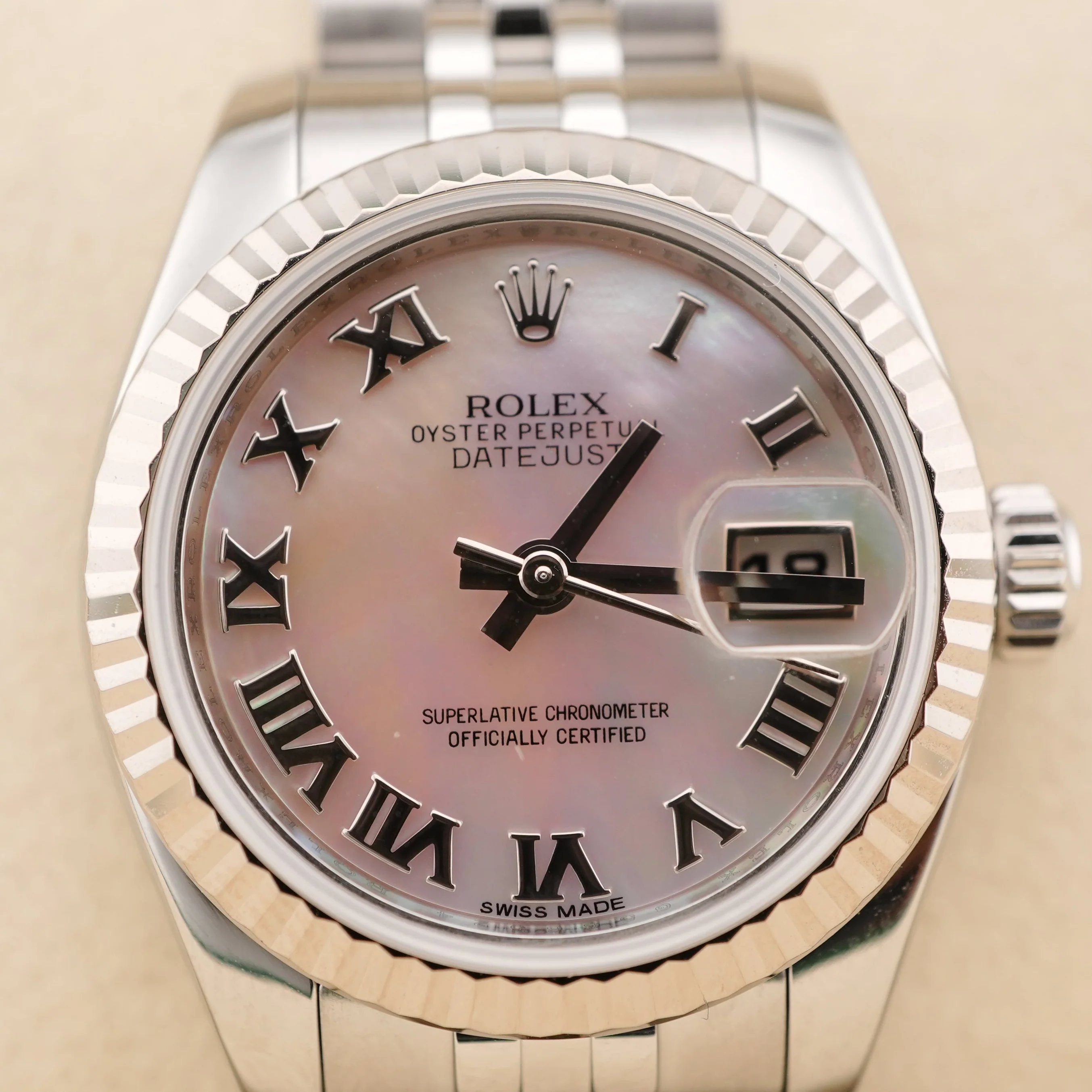 Rolex 179174 Lady-Datejust 26 mm Fluted Bezel MOP White Dial Jubilee Bracelet Box and Papers 2012 - Image 3