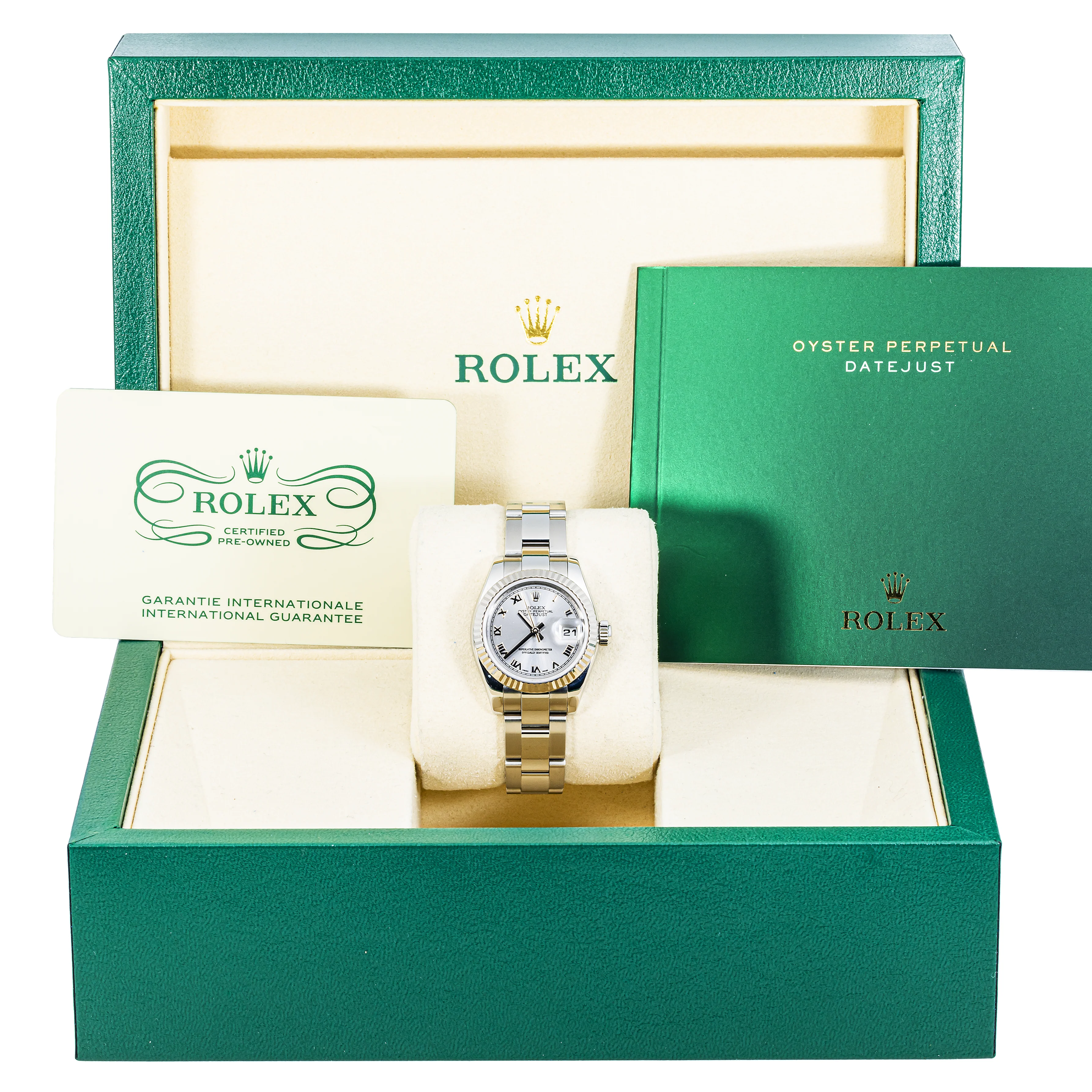 Rolex 179174 Lady-Datejust 26mm Fluted Bezel Rhodium Roman Dial Oyster Bracelet Box and CPO 2026 - Image 2
