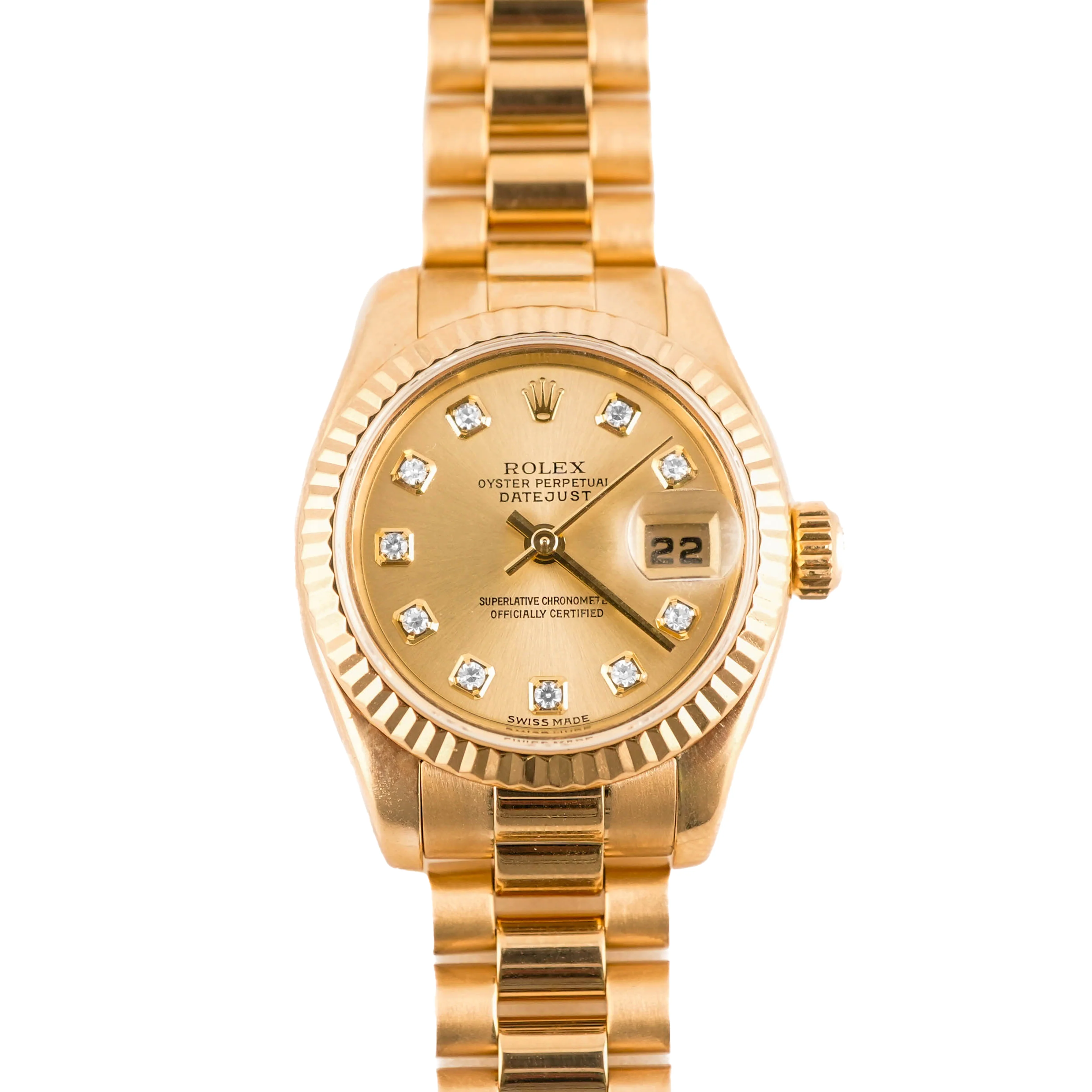 Rolex 179178 Lady-Datejust 26 mm Champagne Diamond Dial President Bracelet with Box 2002