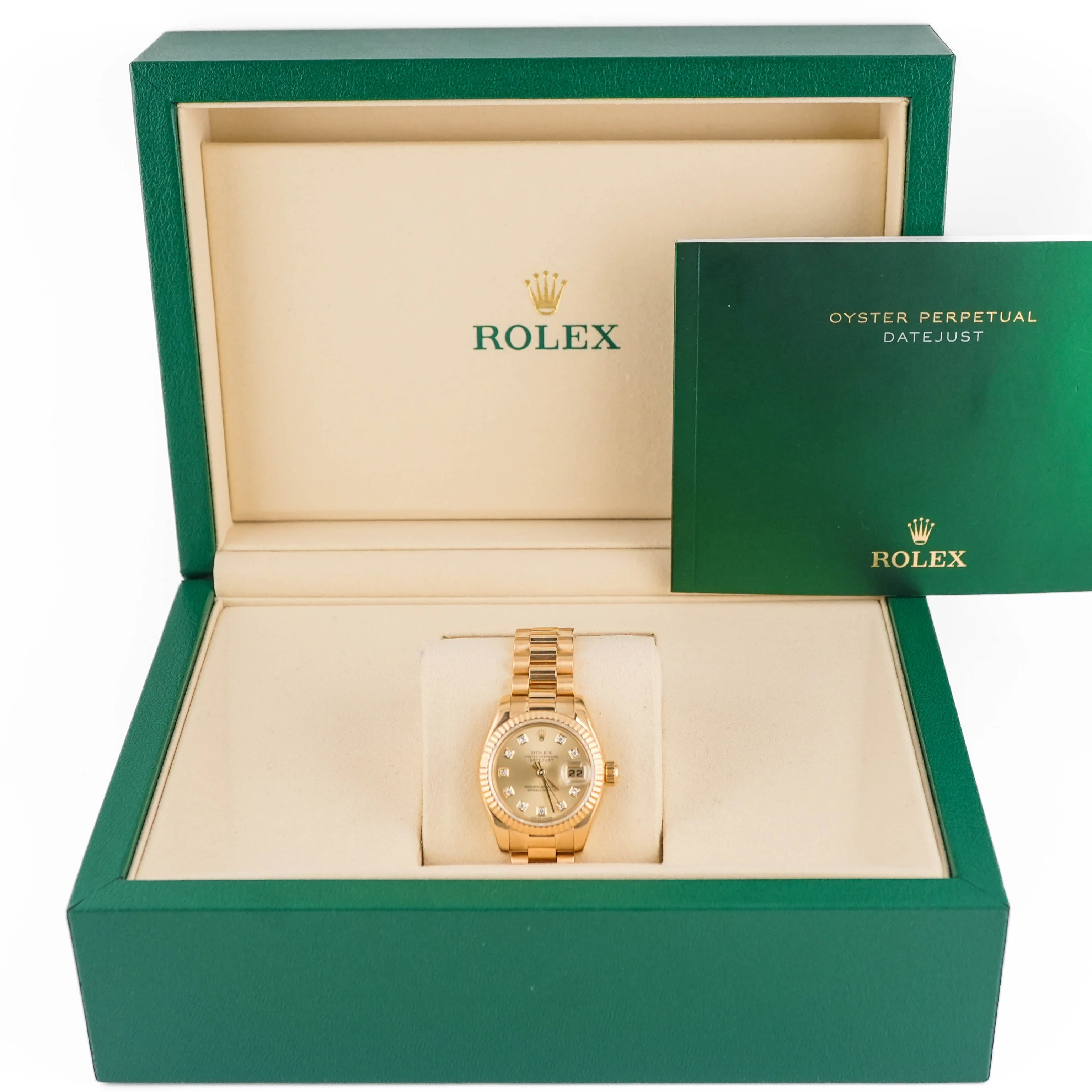 Rolex 179178 Lady-Datejust 26 mm Champagne Diamond Dial President Bracelet with Box 2002 - Image 2