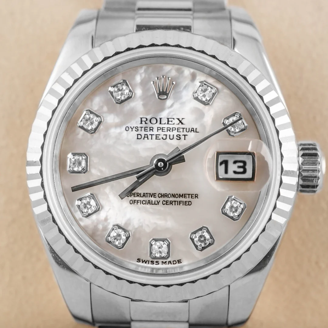 Rolex 179179 Lady-Datejust 26 mm Mother of Pearl Diamond Dial President Bracelet Box 2002 - Image 3