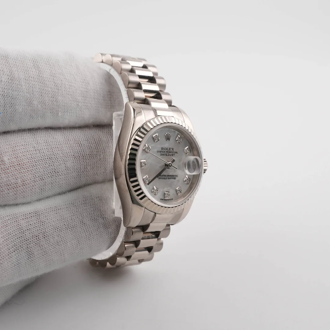 Rolex 179179 Lady-Datejust 26 mm Mother of Pearl Diamond Dial President Bracelet Box 2002 - Image 4
