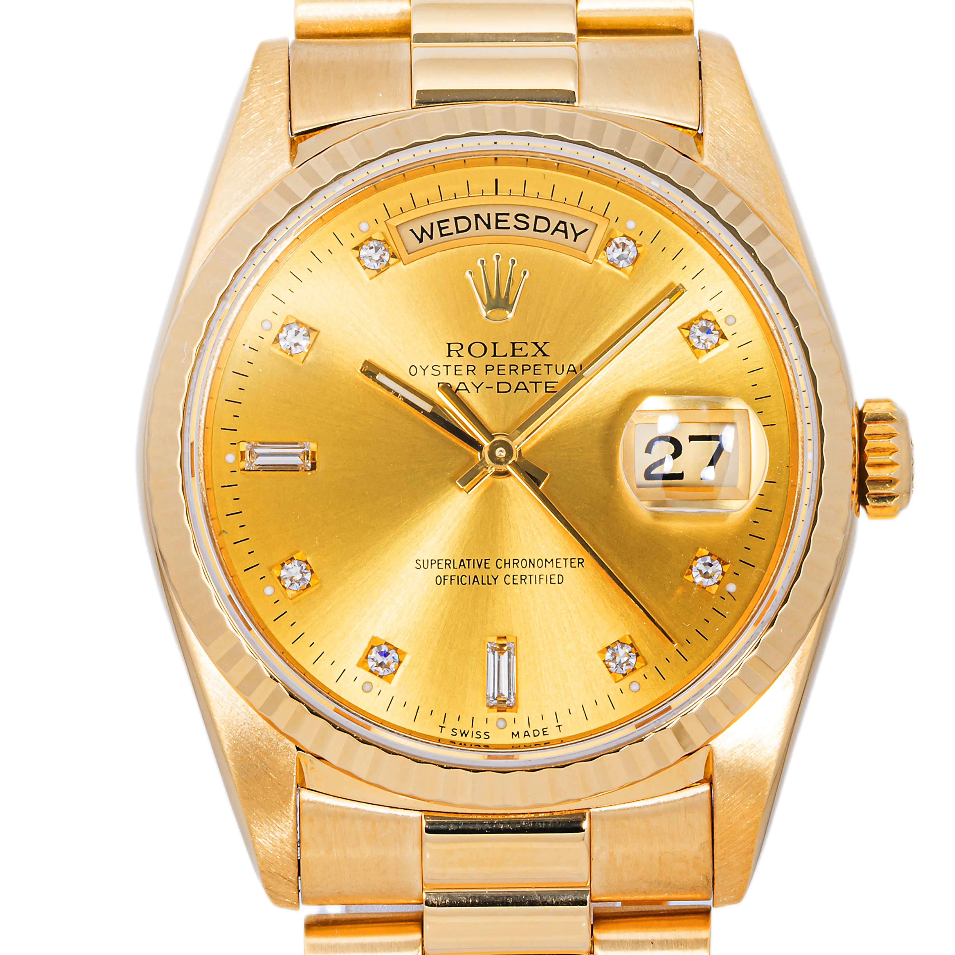 Rolex 18238 Day-Date 36mm Champagne Diamond Dial President Bracelet 1994 with Box - Image 3