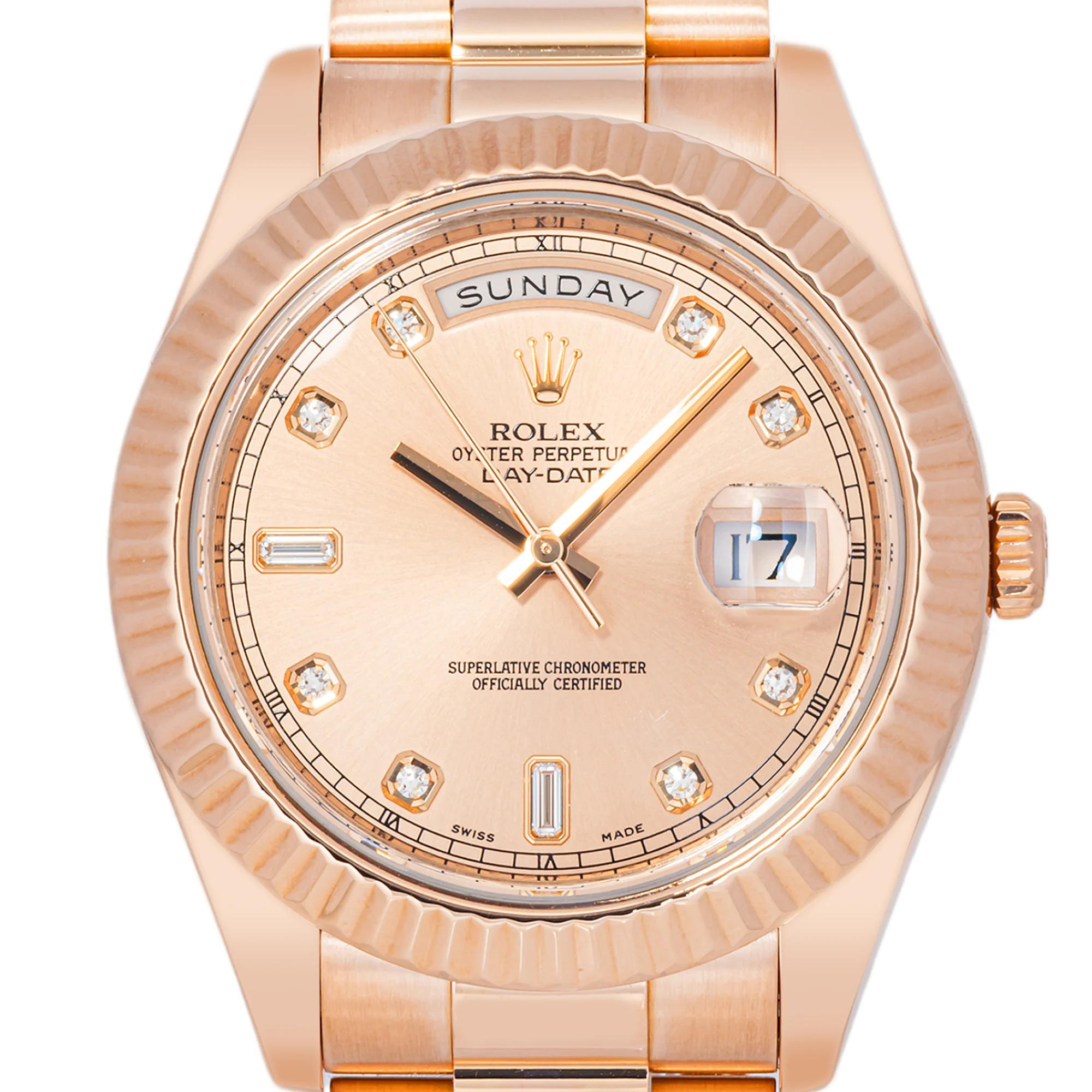 Rolex 218235 Day-Date II 41mm Rose Gold Sundust Diamond Dial President Bracelet Box and Papers 2012 - Image 3