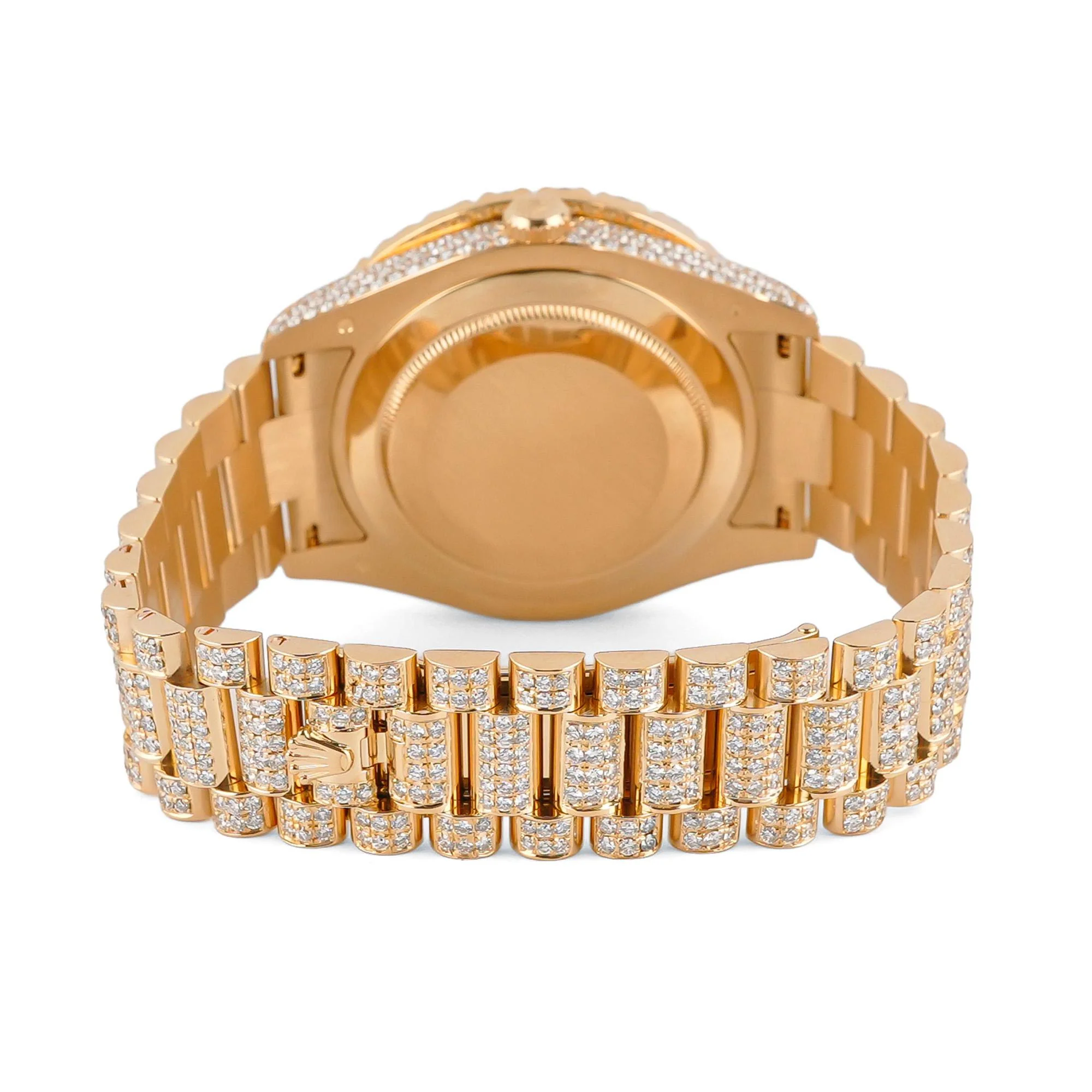 Rolex 218238 Day-Date 41 mm 18K Yellow Gold Aftermarket Diamond Bezel Champagne Roman Dial Aftermarket Diamond Bracelet Box 2014 - Image 3