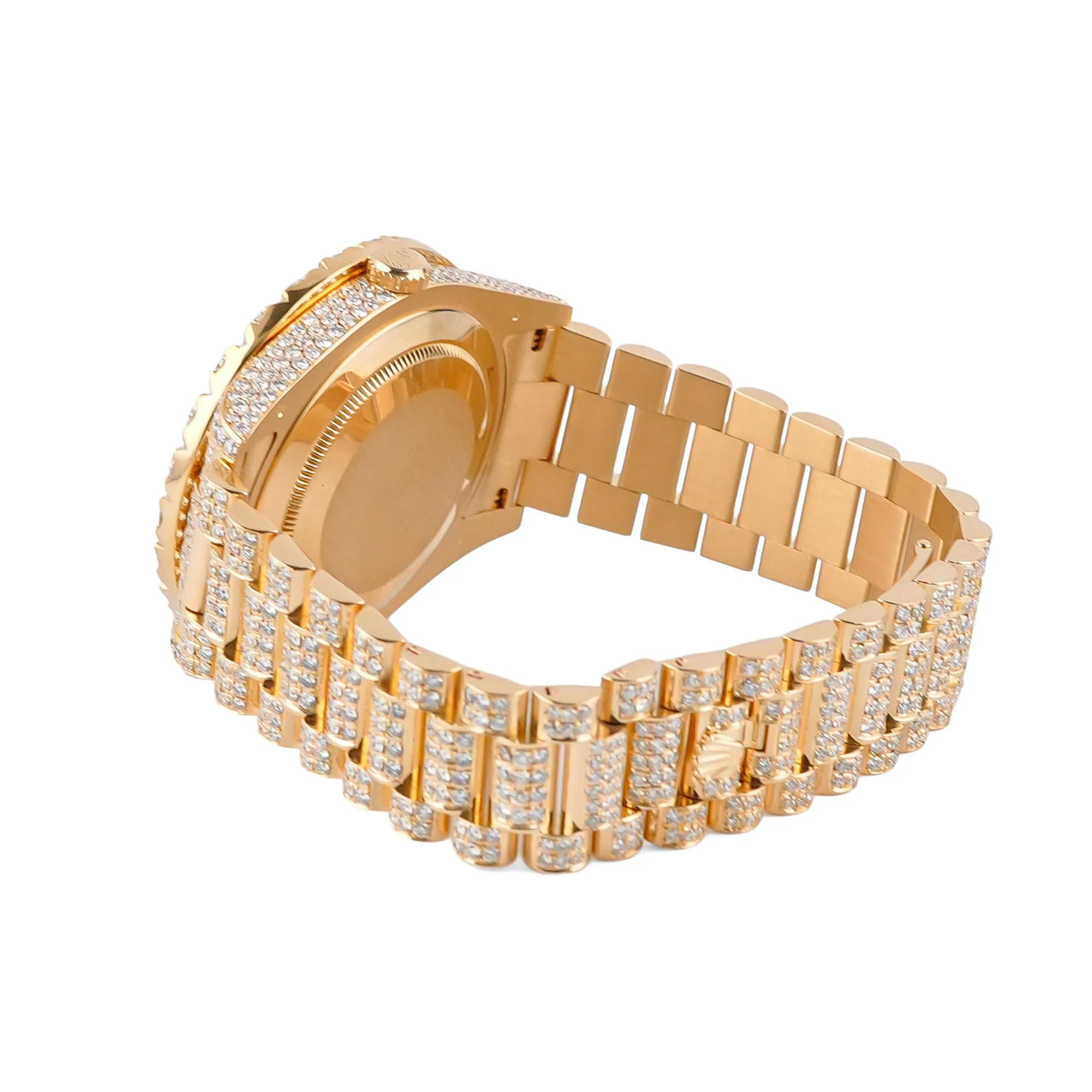 Rolex 218238 Day-Date 41 mm 18K Yellow Gold Aftermarket Diamond Bezel Champagne Roman Dial Aftermarket Diamond Bracelet Box 2014 - Image 4