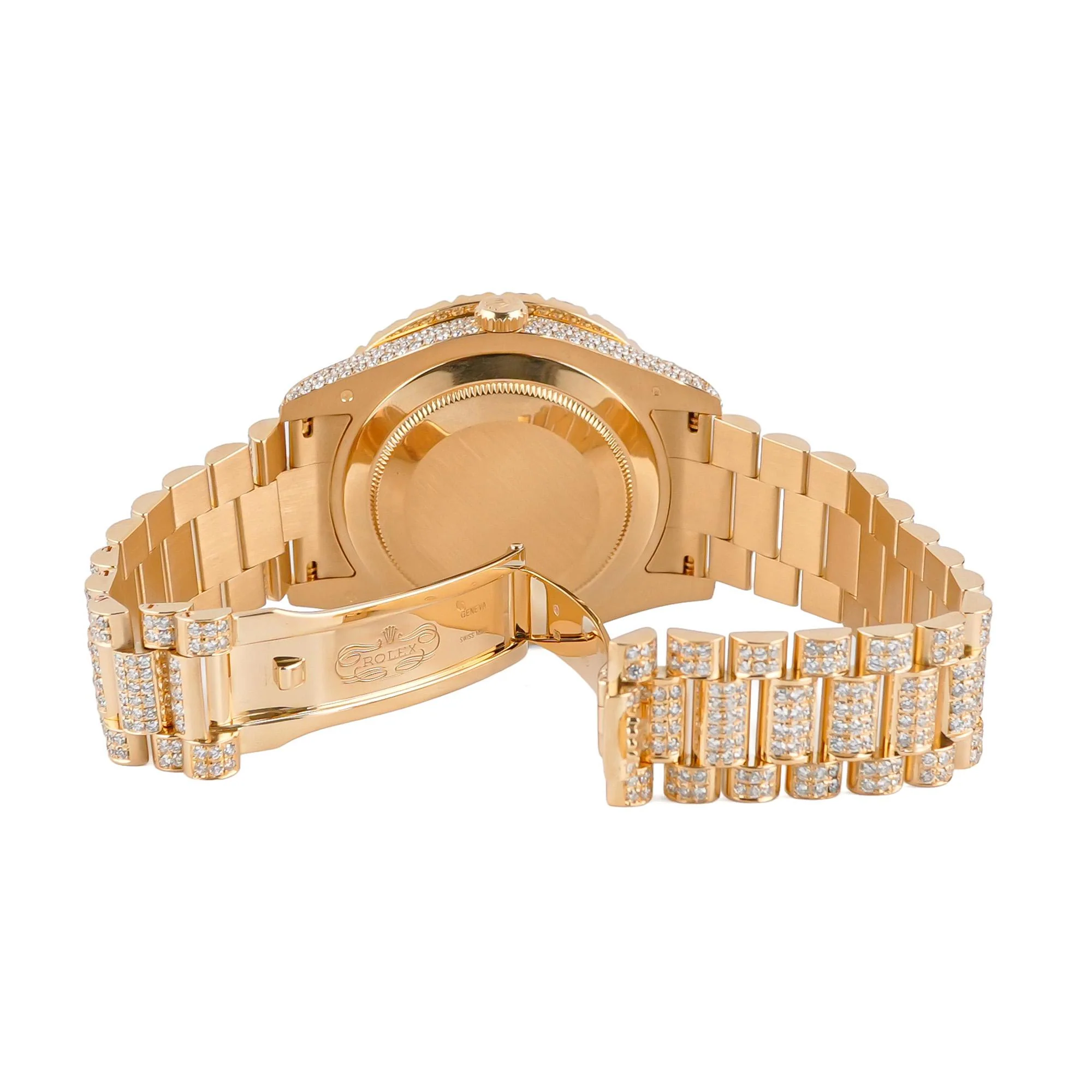 Rolex 218238 Day-Date 41 mm 18K Yellow Gold Aftermarket Diamond Bezel Champagne Roman Dial Aftermarket Diamond Bracelet Box 2014 - Image 5