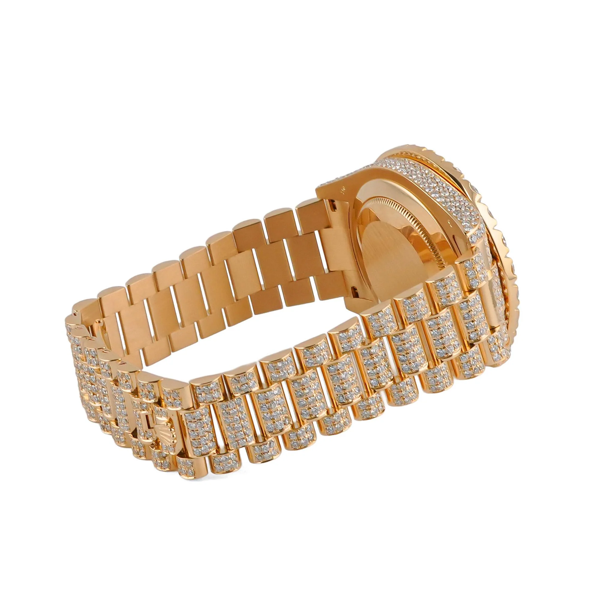 Rolex 218238 Day-Date 41 mm 18K Yellow Gold Aftermarket Diamond Bezel Champagne Roman Dial Aftermarket Diamond Bracelet Box 2014 - Image 6