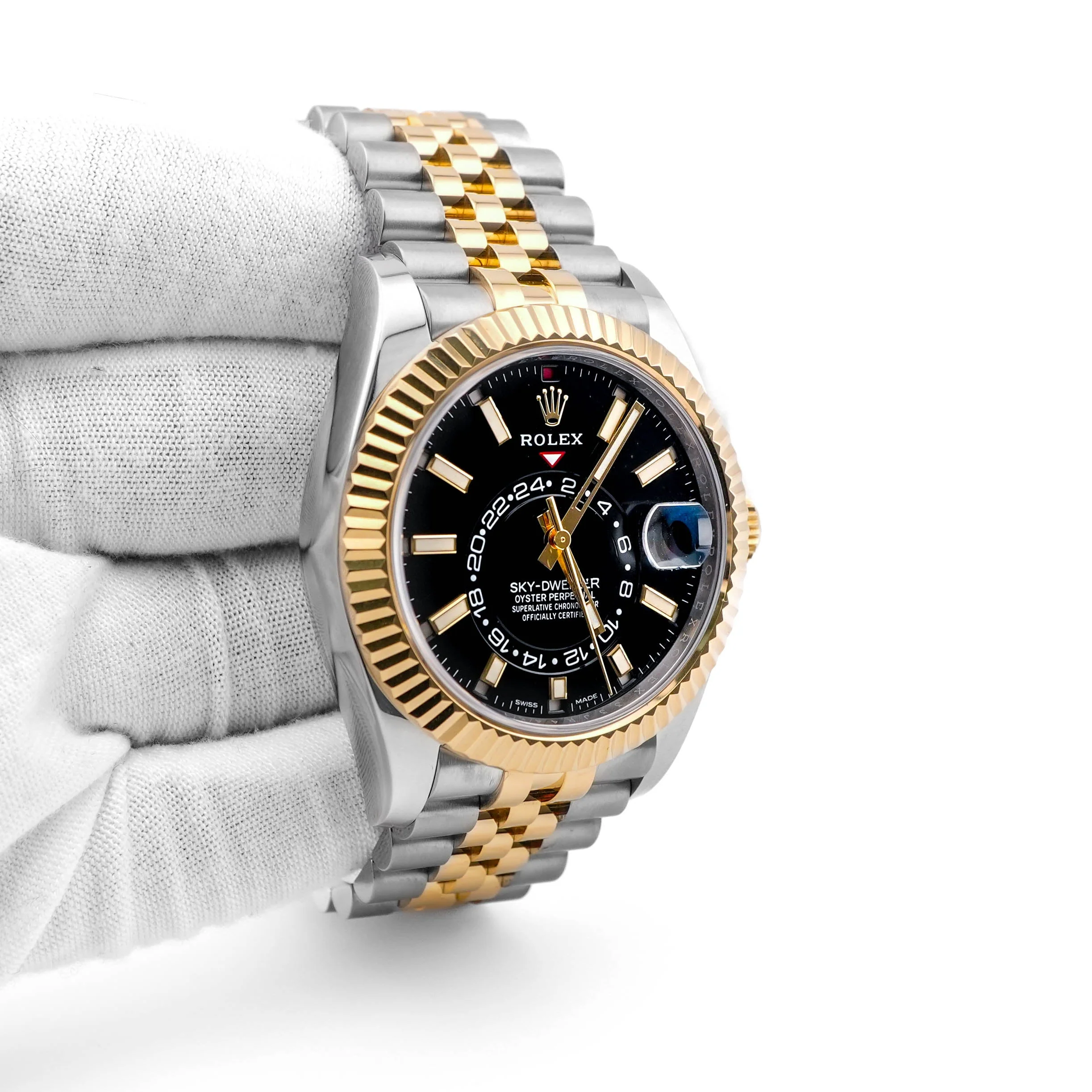 Rolex 326933 Sky-Dweller Fluted Bezel 42 mm Black Dial Jubilee Bracelet Box and Papers 2023 - Image 4