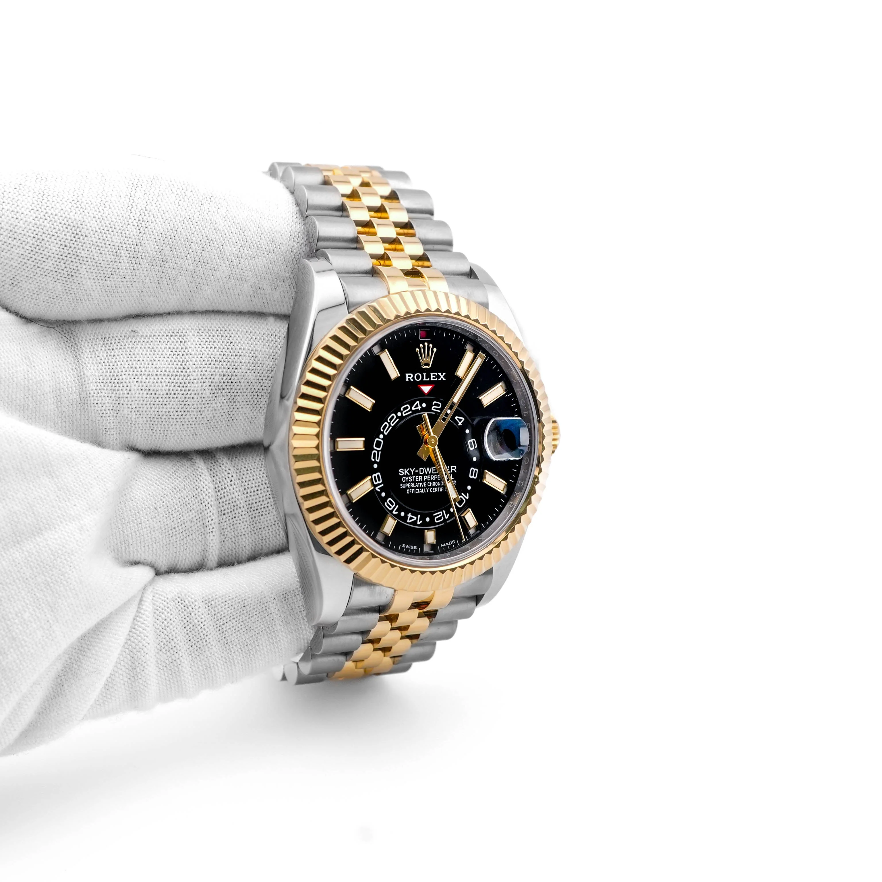 Rolex 326933 Sky-Dweller Fluted Bezel 42 mm Black Dial Jubilee Bracelet Box and Papers 2022 - Image 4
