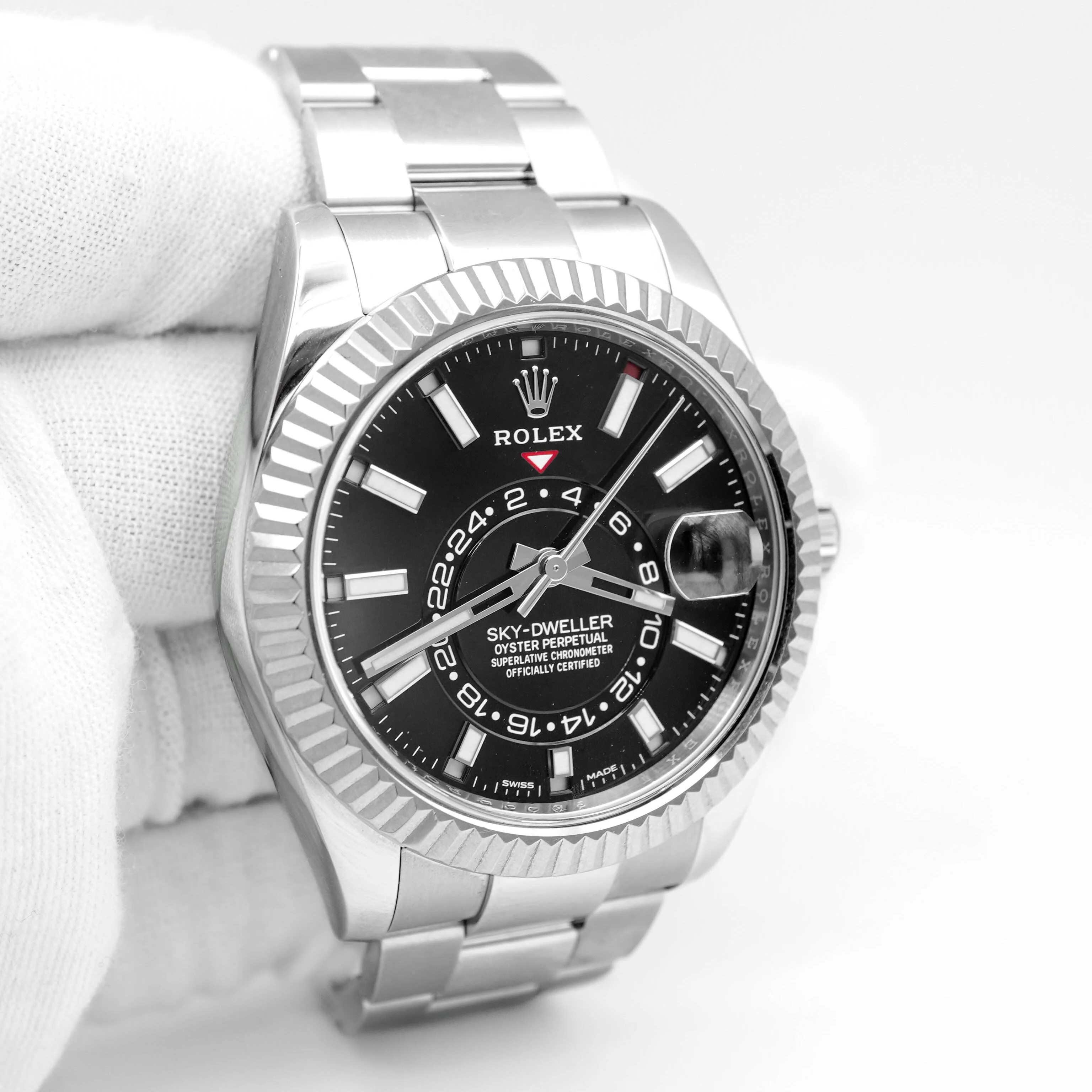 Rolex 326934 Sky-Dweller 42 mm Fluted Bezel Black Dial Oyster Bracelet Box and Papers 2019 - Image 4