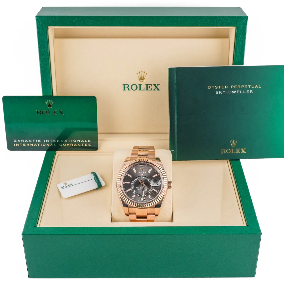 Rolex 326935 Sky-Dweller 42 mm 18K Rose Gold Dark Rhodium Dial Oyster Bracelet Box and Papers 2021 - Image 2