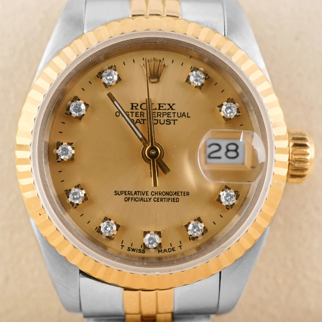 Rolex 69173 Lady-Datejust 26mm Champagne Diamond Dial Jubilee Bracelet Box and Papers 1990 - Image 3