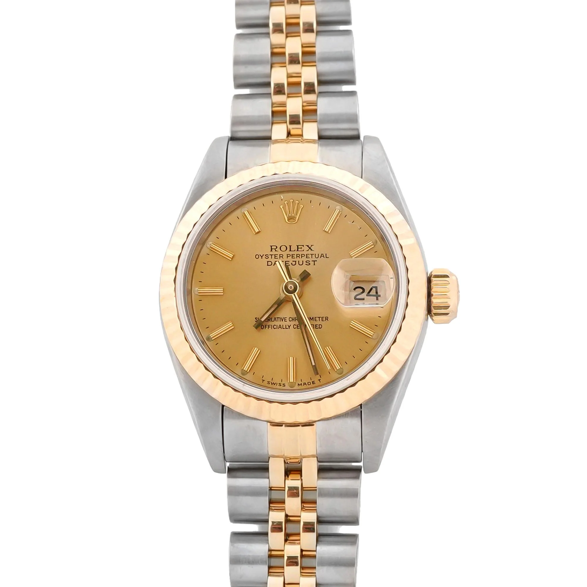 Rolex 69173 Lady-Datejust 26 mm Champagne Index Dial Jubilee Bracelet Box and Papers 1994