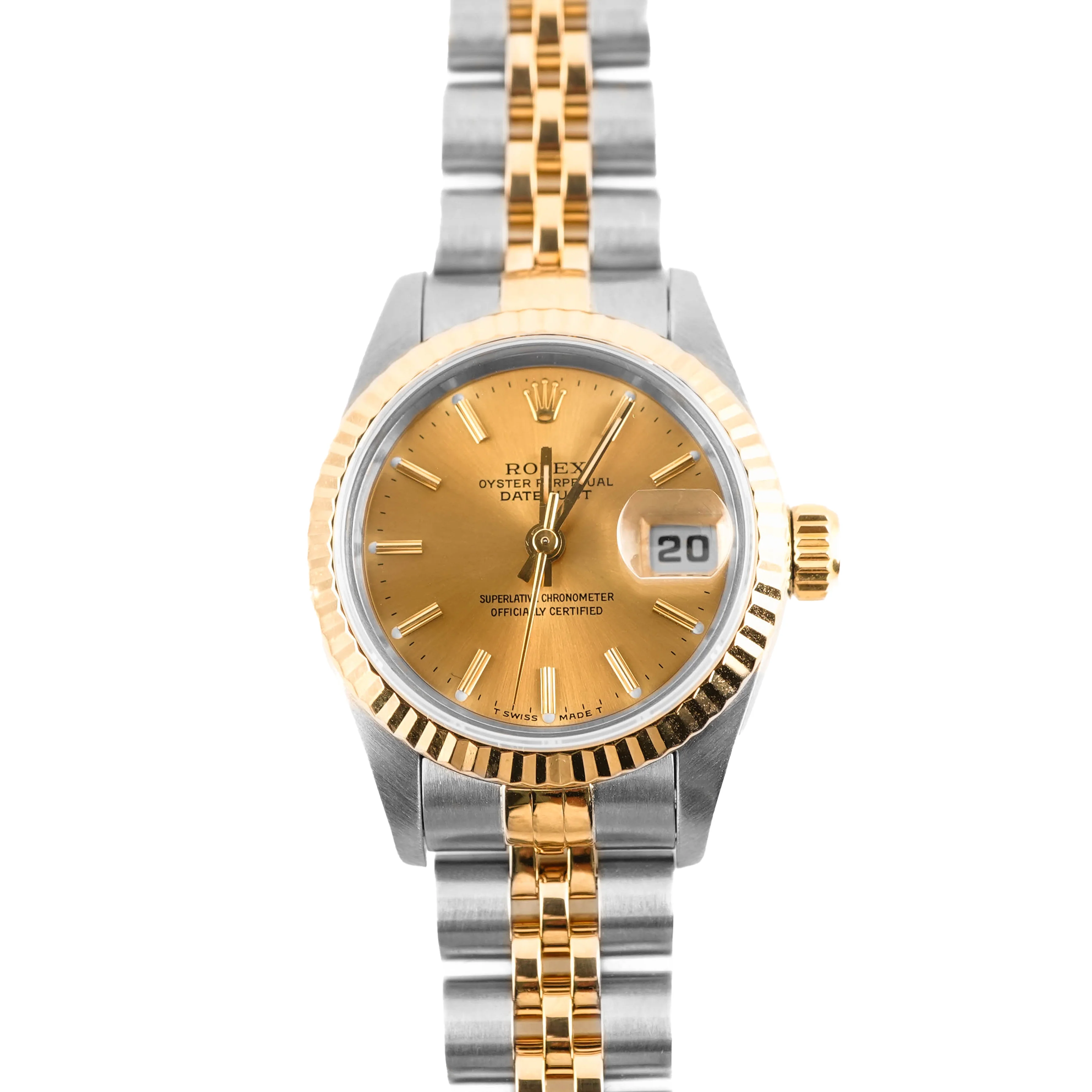 Rolex 69173 Lady-Datejust 26 mm Champagne Index Dial Jubilee Bracelet Complete Set 1994