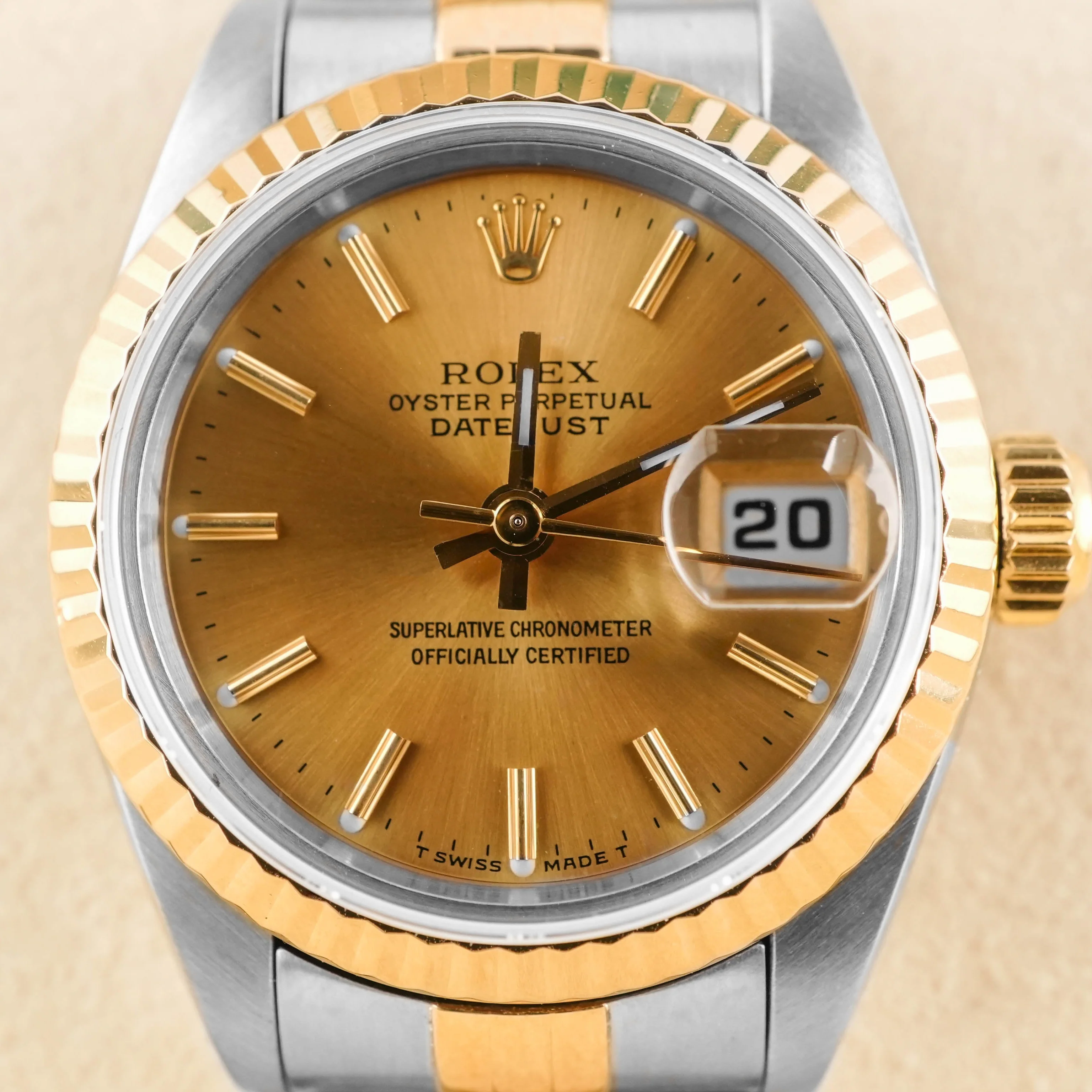 Rolex 69173 Lady-Datejust 26 mm Champagne Index Dial Jubilee Bracelet Complete Set 1994 - Image 3
