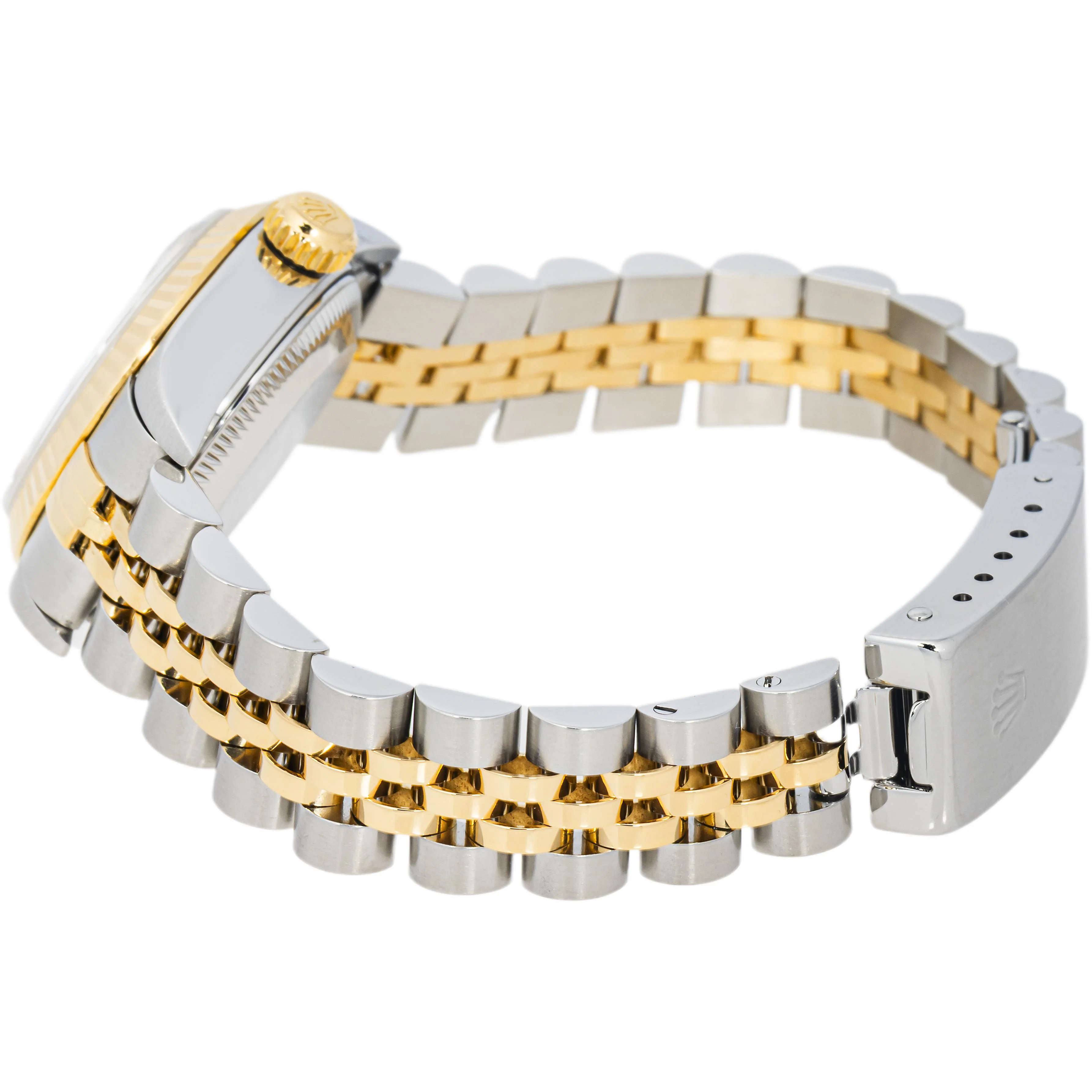 Rolex 69173 Lady-Datejust 26 mm Fluted Bezel Silver Arabic Dial Jubilee Bracelet Box 1996 - Image 4