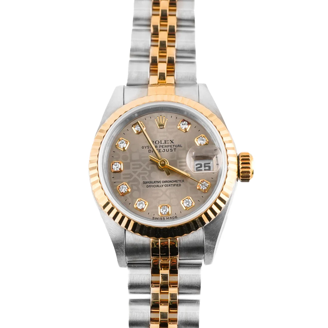 Rolex 69173 Lady-Datejust 26 mm Silver Jubilee Diamond Dial Jubilee Bracelet Box and Papers 1998