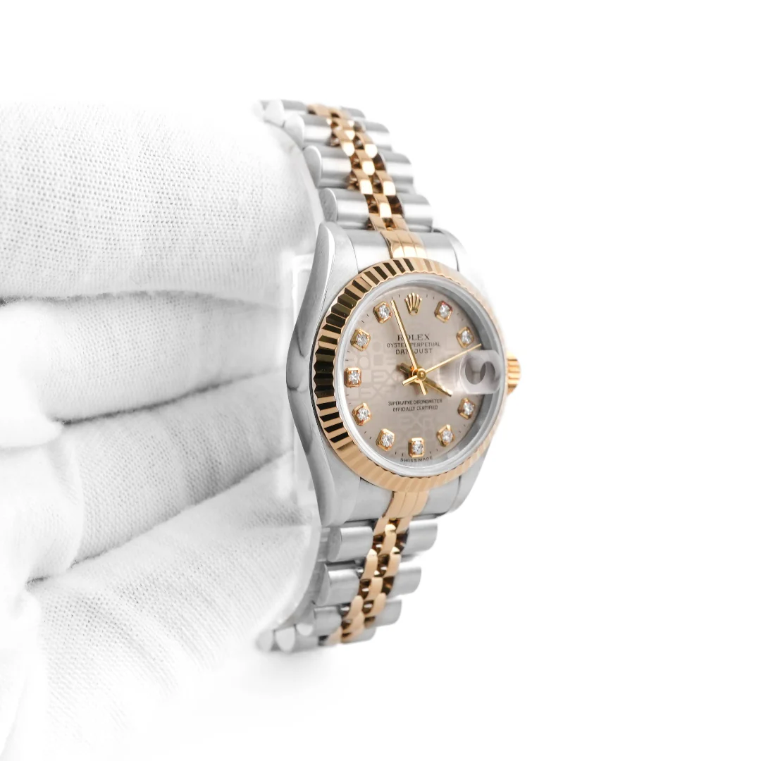 Rolex 69173 Lady-Datejust 26 mm Silver Jubilee Diamond Dial Jubilee Bracelet Box and Papers 1998 - Image 4