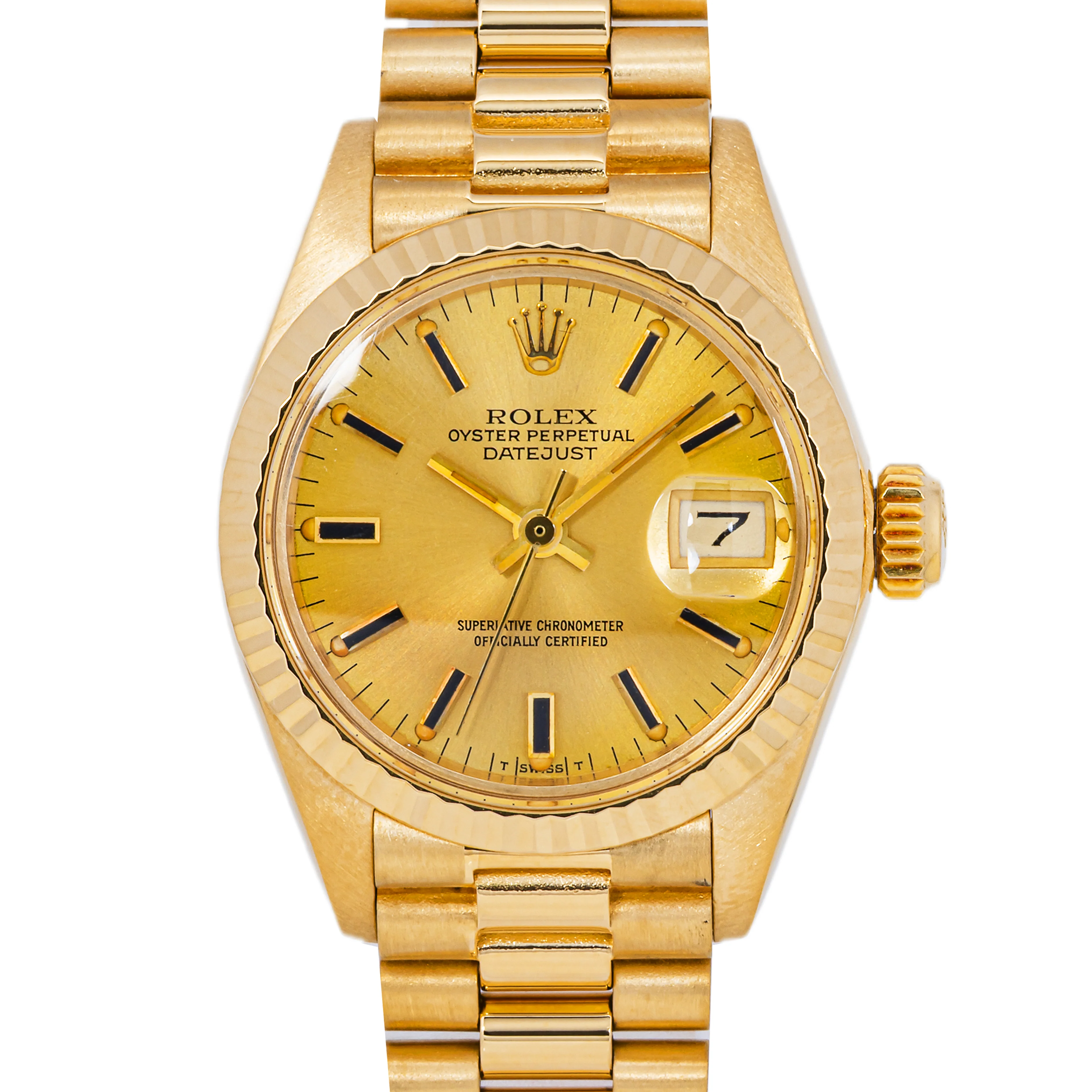 Rolex 6917 Lady-Datejust 26 mm Champagne Stick Dial President Bracelet Box and Papers 1982 - Image 3