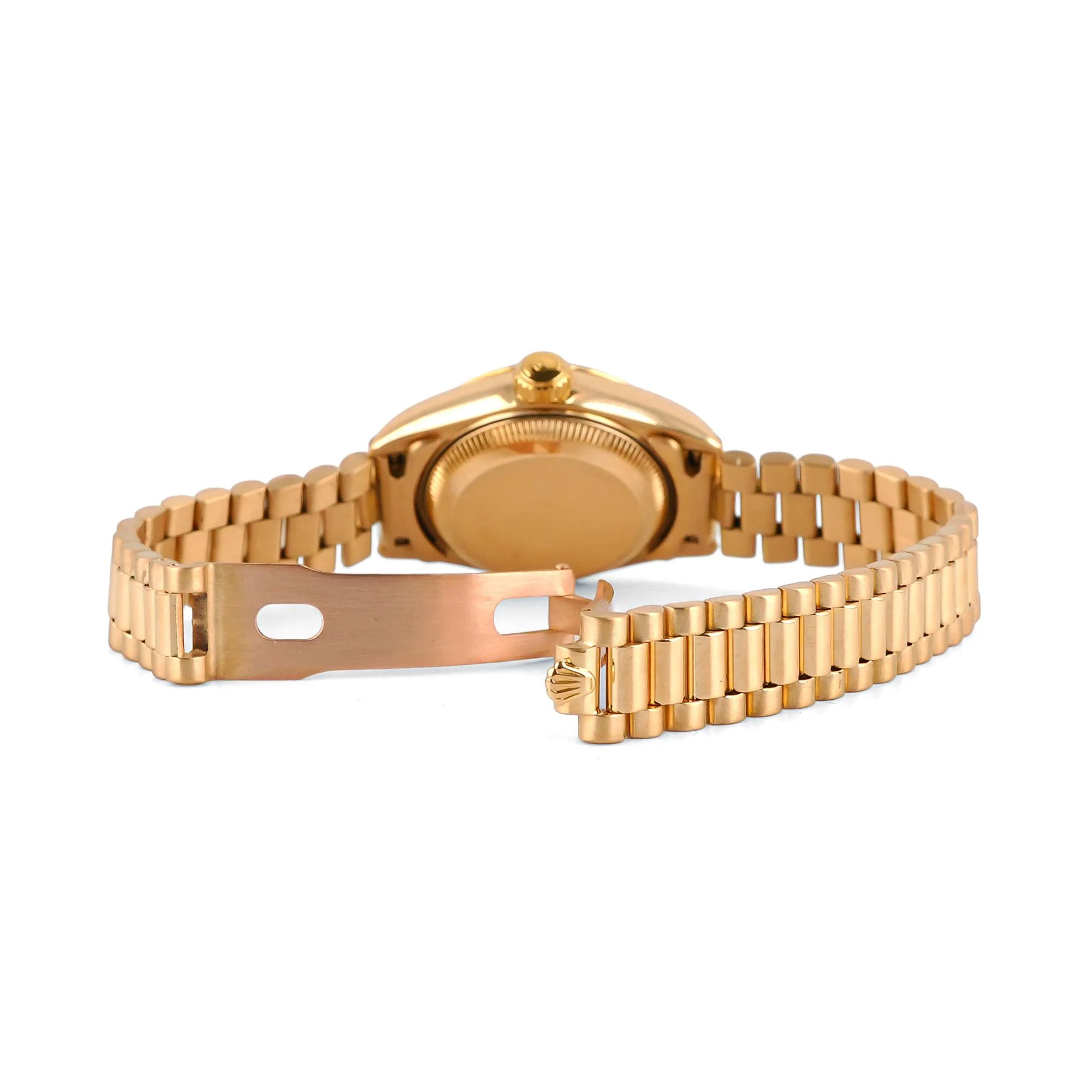 Rolex 69178 Lady-Datejust 26 mm Fluted Bezel Champagne Diamond Dial President Bracelet Box 1989 - Image 5