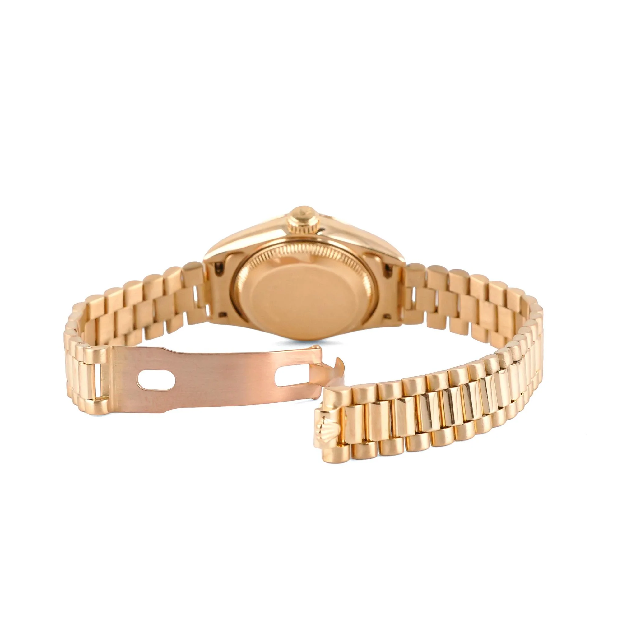 Rolex 69178 Lady-Datejust 26 mm Fluted Bezel Champagne Diamond Dial President Bracelet Box 1990 - Image 4