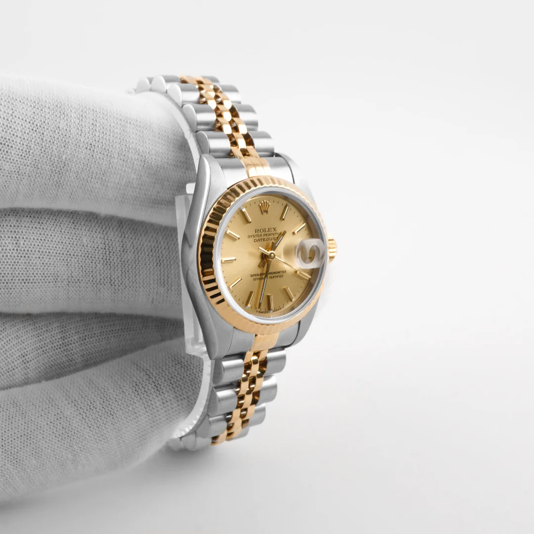 Rolex 79173 Lady-Datejust 26 mm Champagne Index Dial Jubilee Bracelet Box and Papers 1999 - Image 4