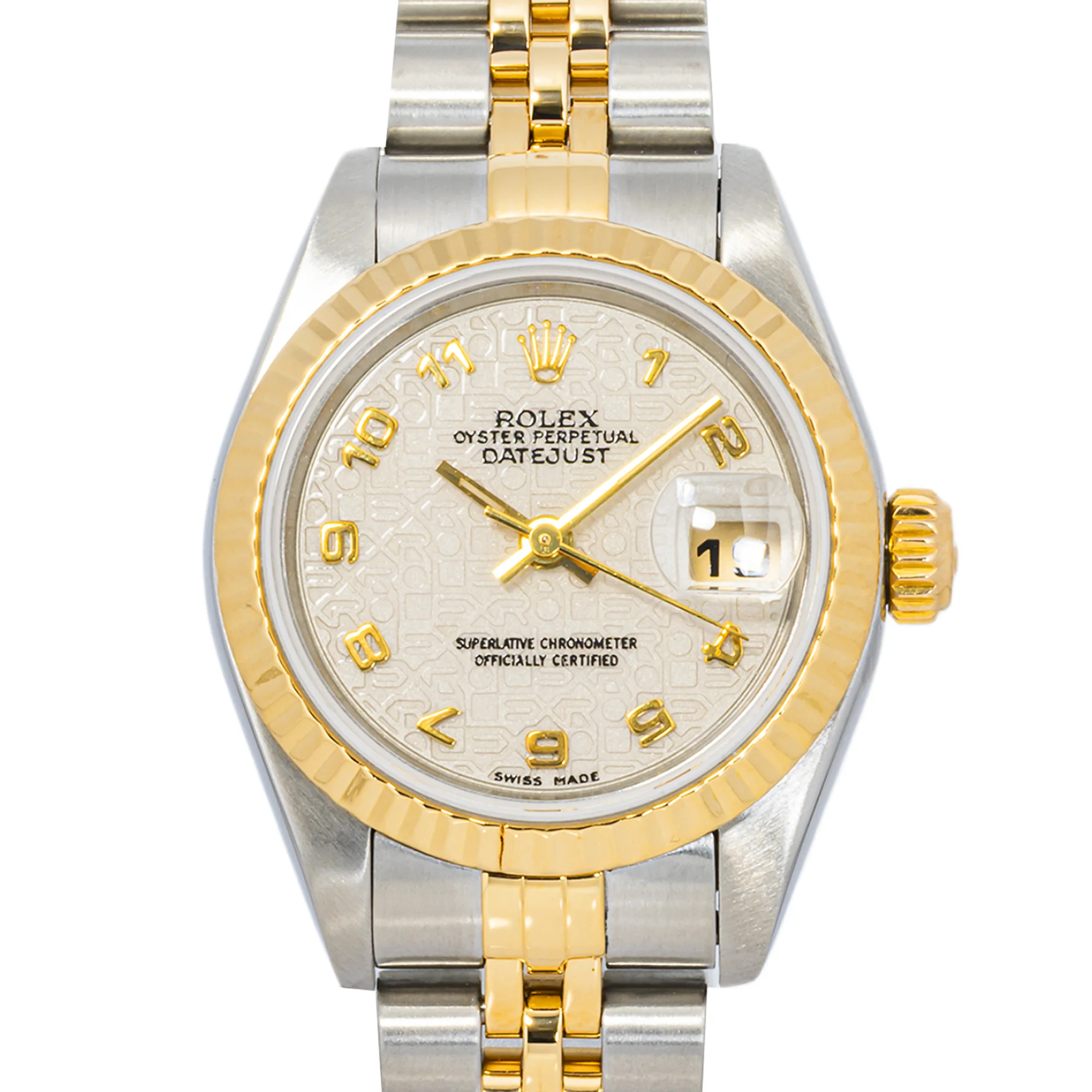 Rolex 79173 Lady-Datejust 26 mm Jubilee Ivory Arabic Dial Jubilee Bracelet Box 2002 - Image 3